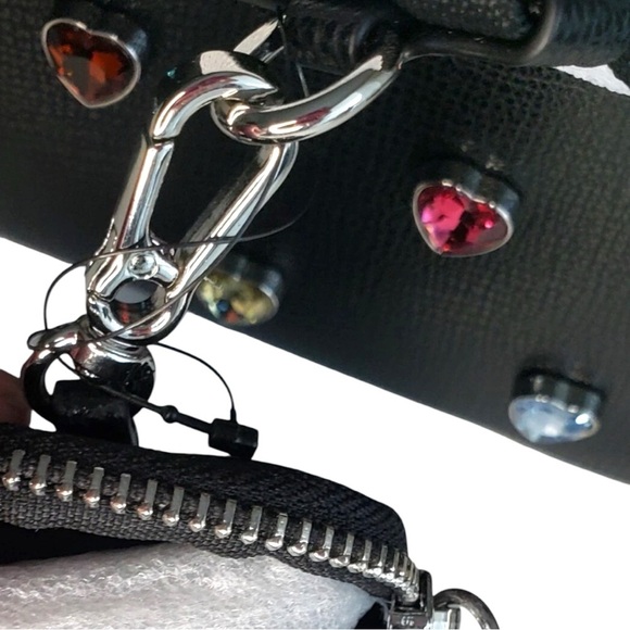 KARL LAGERFELD PARIS Maybelle Black Crossbody Bag Satchel, Rainbow Heart Accents - Picture 14 of 16